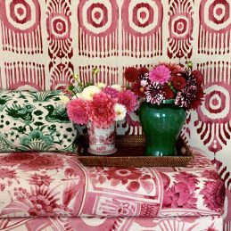 Botanica-Trading-Silk-Road-Duck-and-Deer-Pink-Linen-fabric-Design-scaled